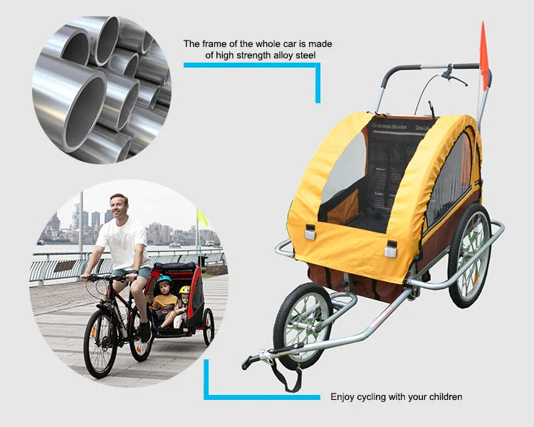Pet Children Three-Channel Bicycle Kids Baby Stroller 3 Wheel Child Dog Double Bike Extra Large Trailer for Dogs and Children