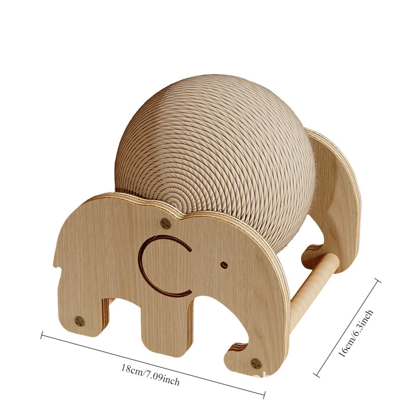 Cat Scratch Ball Board Pet Toy Wear Resistant Sisal Ball Upright Auspicious Elephant Windmill Model
