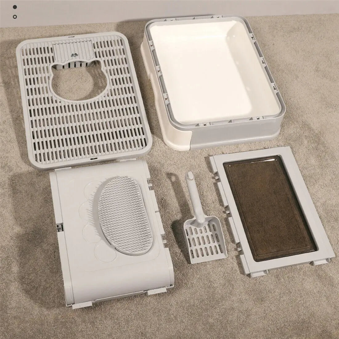 Foldable Cat Litter Box Front Entry Top Exit With Scoop
