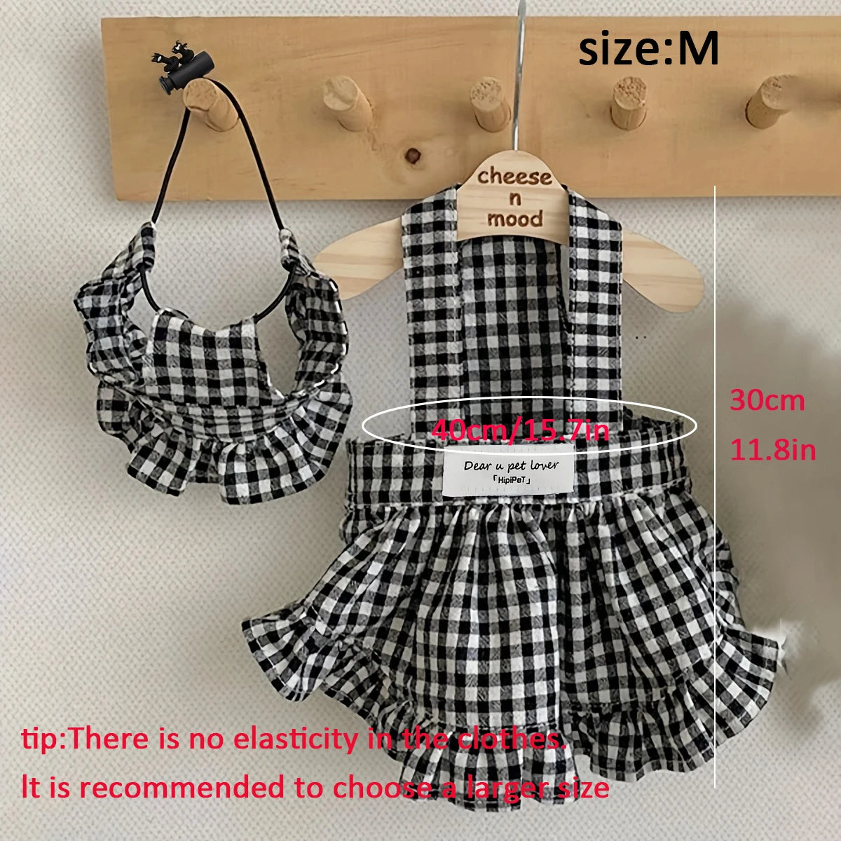 WAOPETCN Fashion Dog Clothes Plaid Skirt With Hat Set