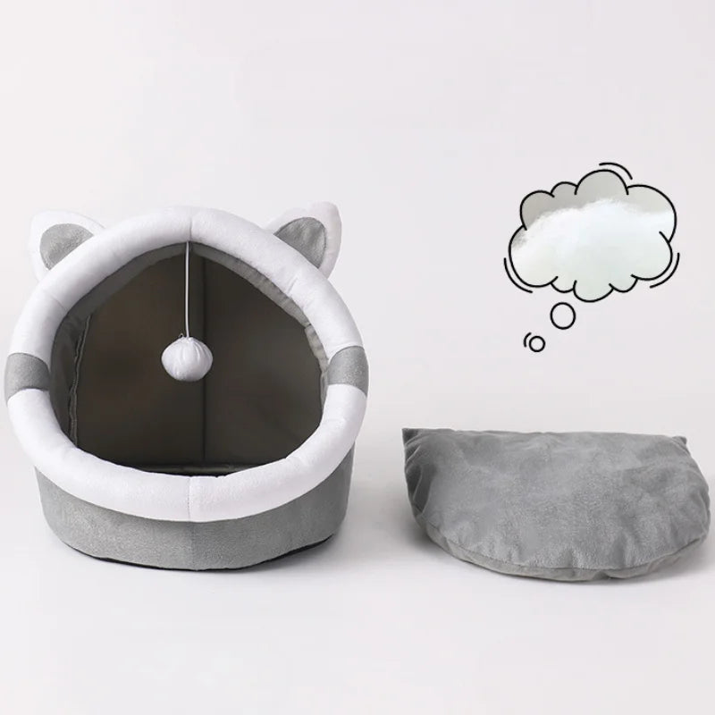 Four Seasons Cat Nest Bed Semi Closed Cozy Warm Nest