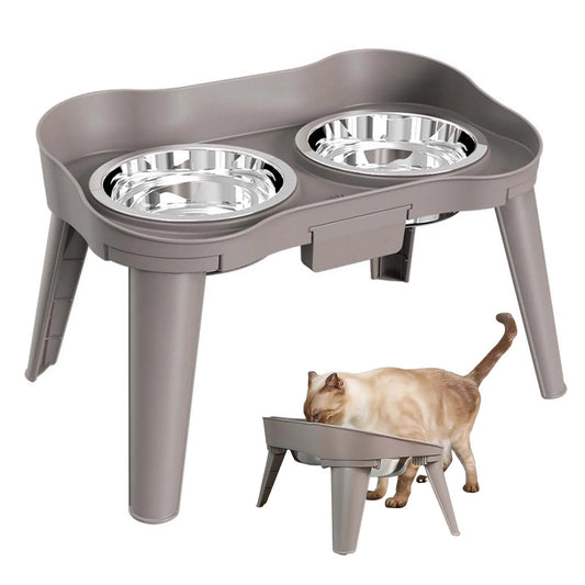 Raised Stand Elevated Dog Feeder Non Slip No Spill Design Stainless Steel Bowl Pet Supplies
