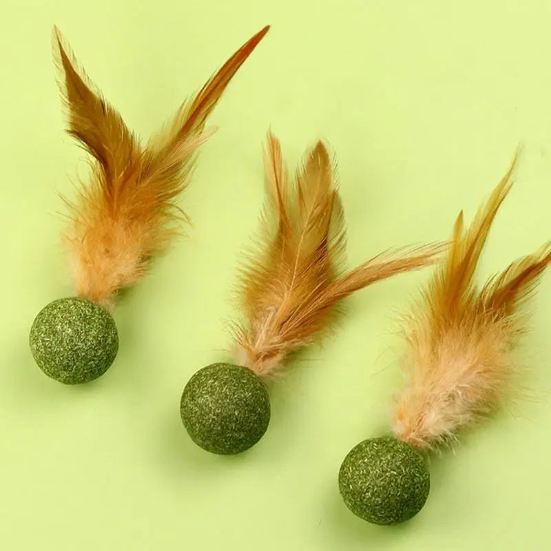 Choice Catnip Feather Balls Lickable Grass Snack Kitten Toys