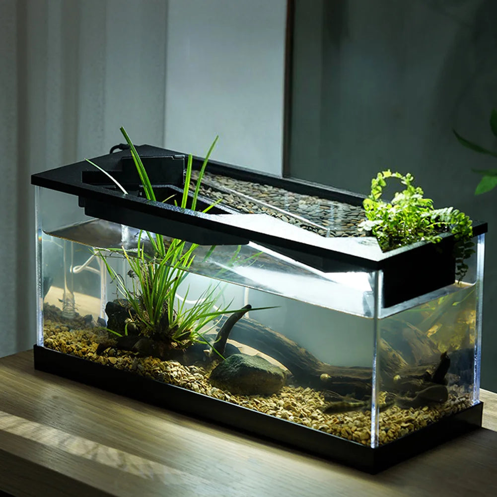 Aquarium Tank With Build-in Light, Water Pump, Clear Cover, Ecological Cycle System, Acrylic Rectangular Fish Tank