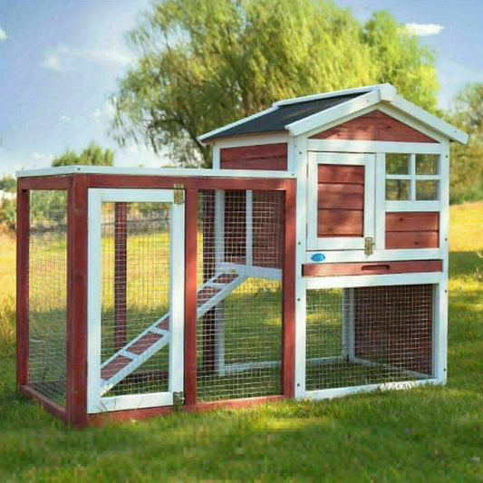 Wooden Rabbit Hutch Cage House Habitat Outdoor Pet Chicken Coop