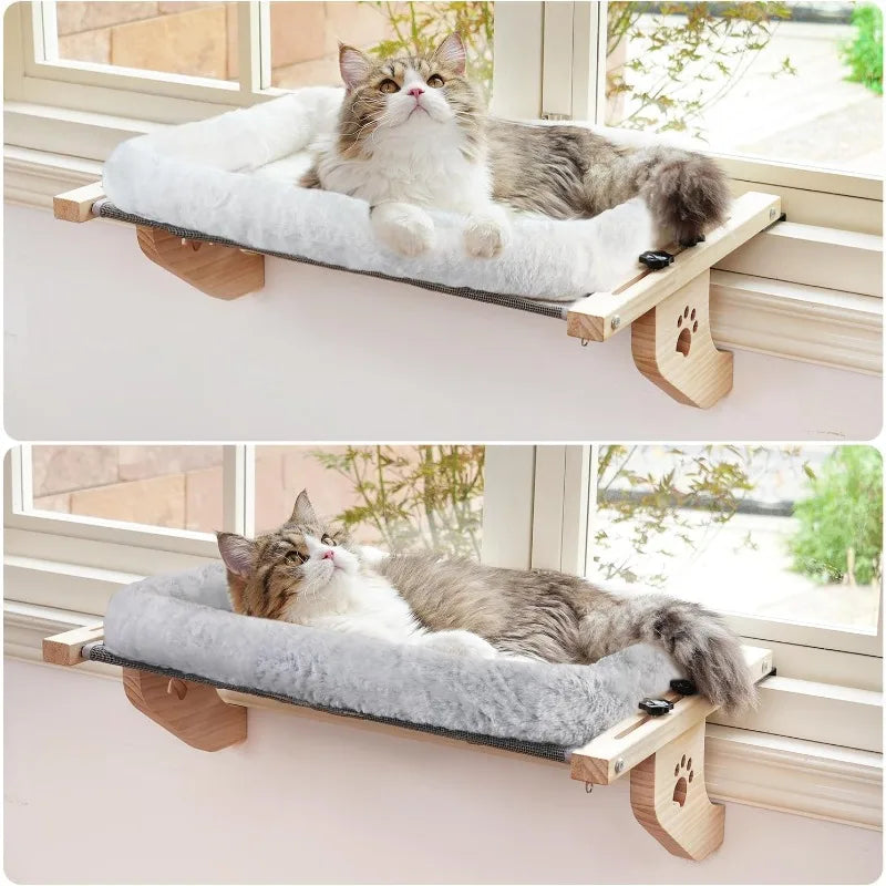 Cat Window Sill Perch Hammock With Wood And Metal Frame