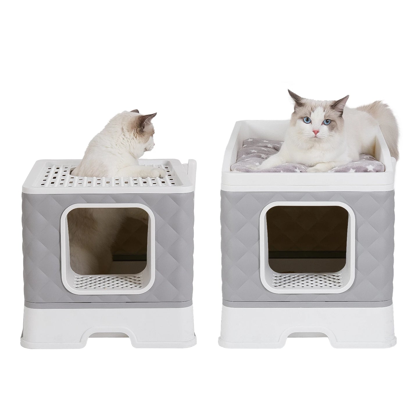 Bingopaw Cat Litter Box with Lid Enclosed Potty Large Top Entry Anti Splashing Toilet Easy to Clean with Litter Scoop