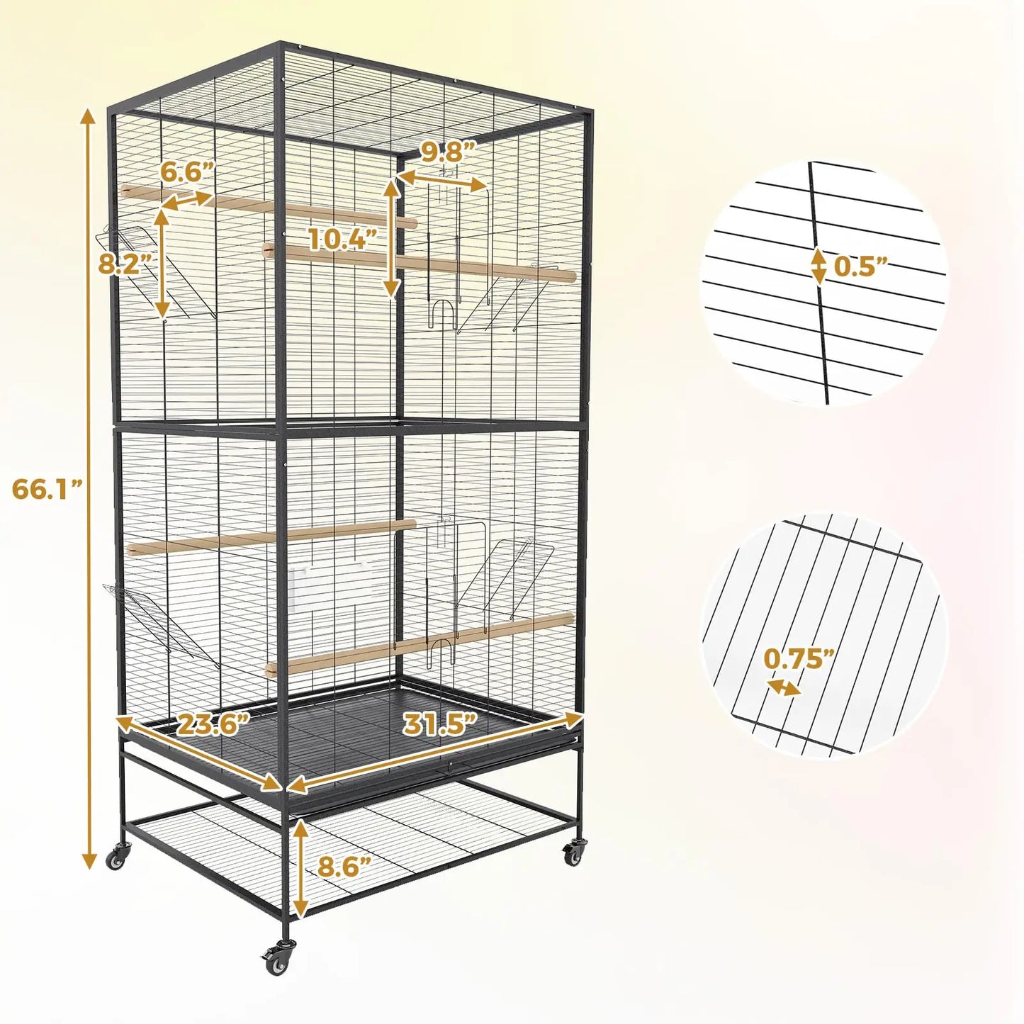 HiMISSCN Bird Cage With Play Top And Rolling Stands