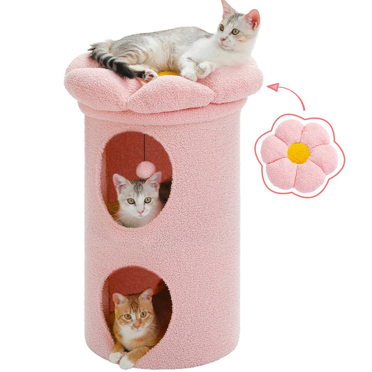 PAWZ Road Two Story Cat Bed Indoor House With Flower