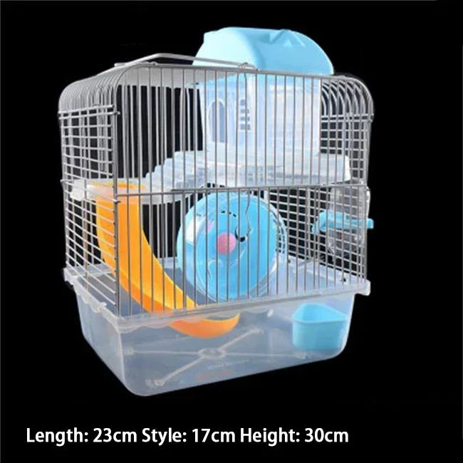 Villa Shaped Double Story Hamster Cage With Feeding Bowl