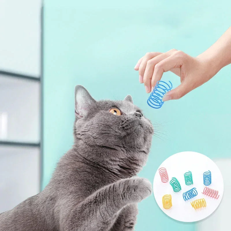 20 Pieces Cat Spring Toys Colorful Plastic Coil Spiral Springs Interactive Kitten Pet Accessories