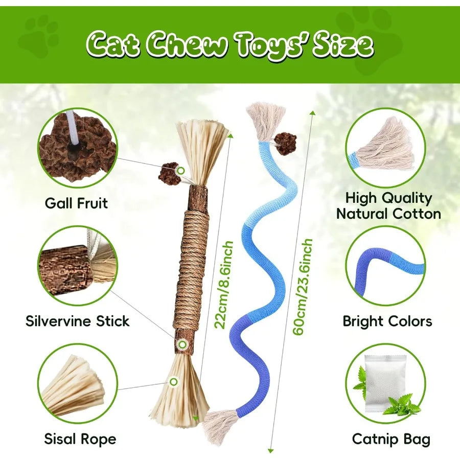 Silvervine Cat Chew Rope Toy With Refillable Catnip Bag For Teeth Cleaning