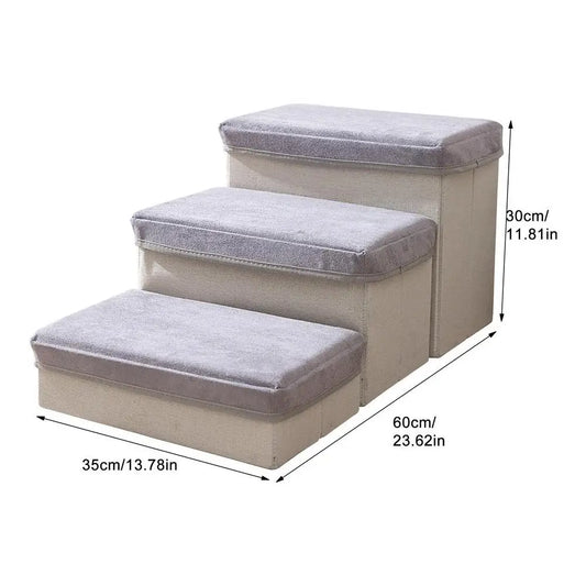 Foldable Durable Puppy Ramp Climbing Ladder Case 2/3 Steps Dog Climbing Ladder Case Breathable Pet Steps Stairs Case For Indoor