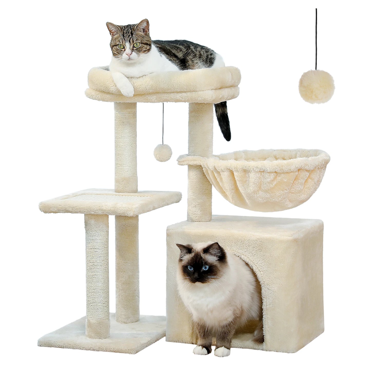 Cat Tree Cat Tower for Indoor Cats with Big Hammock Removable Top Perch and Scratching Posts Grey