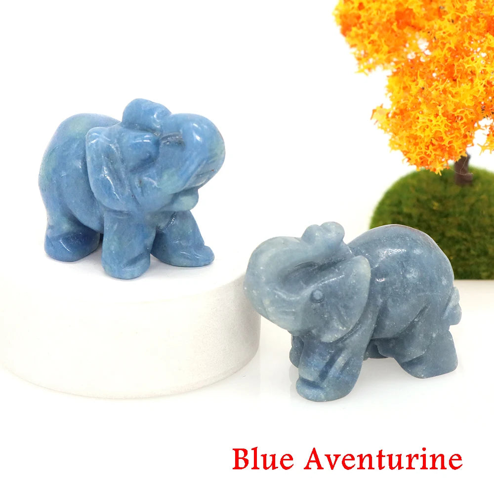 Lucky Elephant Statue Aventurine Amethyst Crystal Feng Shui Figurine Chakra