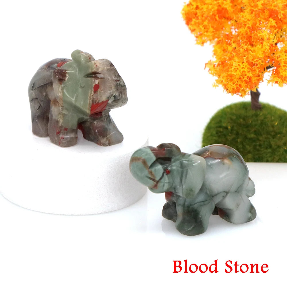 Lucky Elephant Statue Aventurine Amethyst Crystal Feng Shui Figurine Chakra