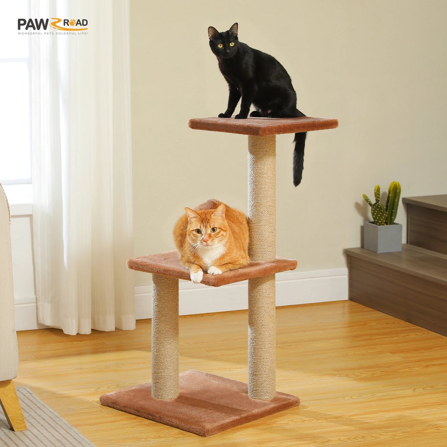 Cat Tree Cat Tower for Indoor Cats with Big Hammock Removable Top Perch and Scratching Posts Grey