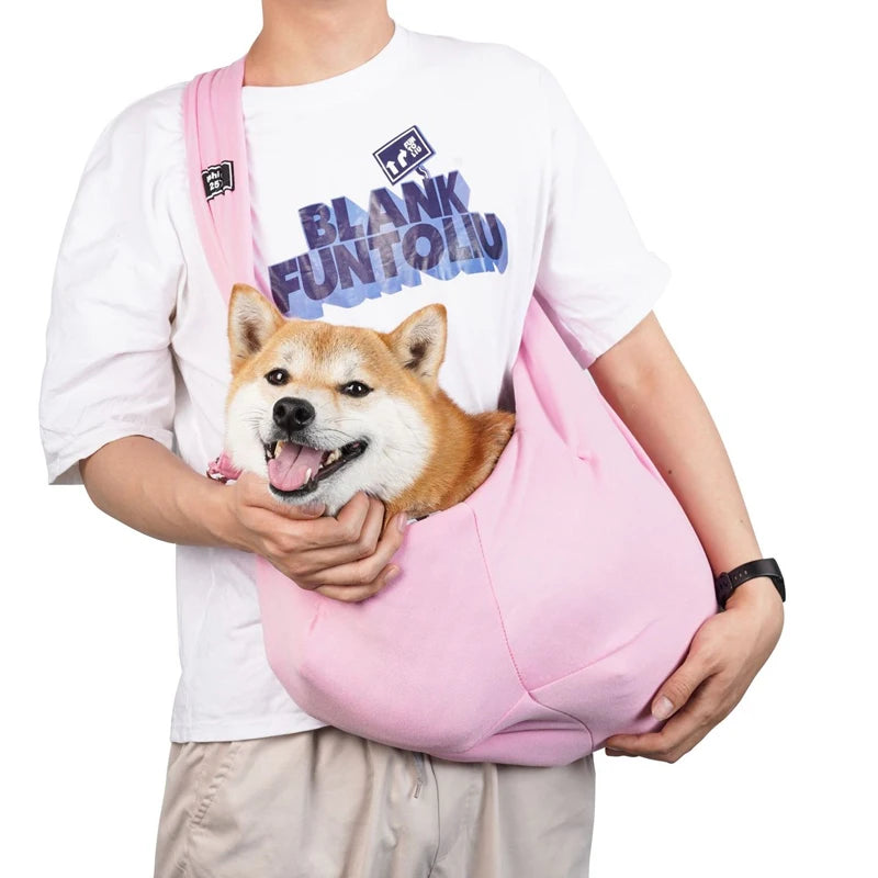 Cotton Crossbody Dog Sling Bag For Outdoor Travel Large Capacity