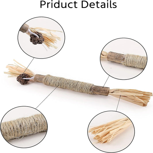 Set of 4 Silver Catnip Sticks for Indoor Cats Interactive Stress Relieving Teeth Cleaning Toys