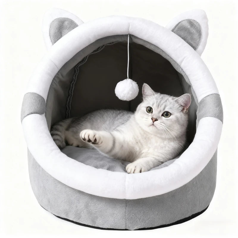 Four Seasons Cat Nest Bed Semi Closed Cozy Warm Nest