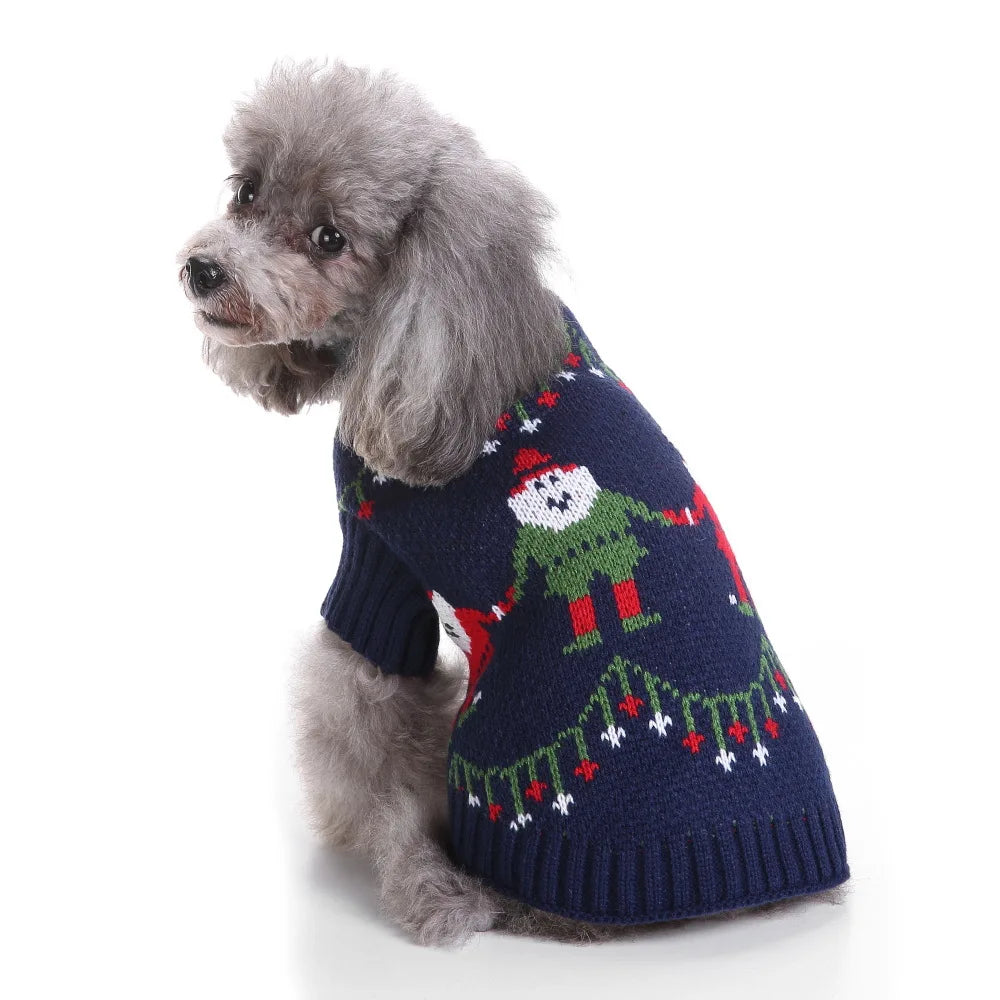 Dog Stripes Sweater Winter Knitting Pet Sweater for Medium Large Dogs Christmas Elk Dog Clothes Labrador Pullover Costume