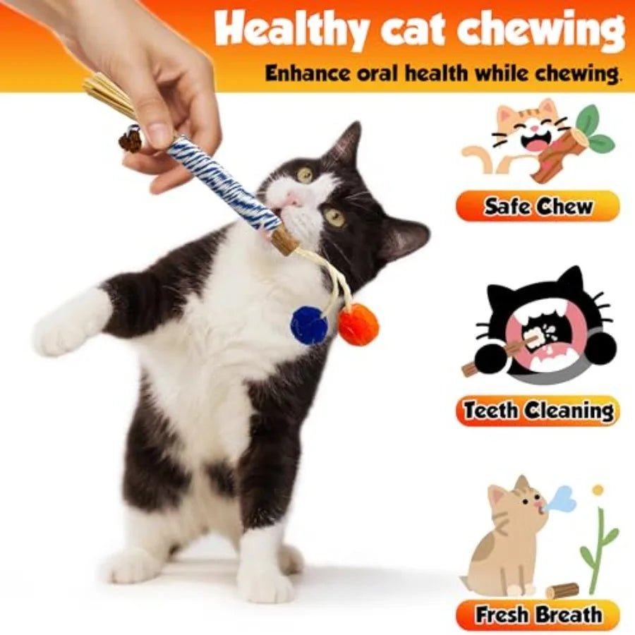 Catnip 4PCS Chew Stick with Wrapped Cotton Rope tural Dental Care Cat Toy for Teeth Cleaning Gum Health Satisfies Chewing Insti