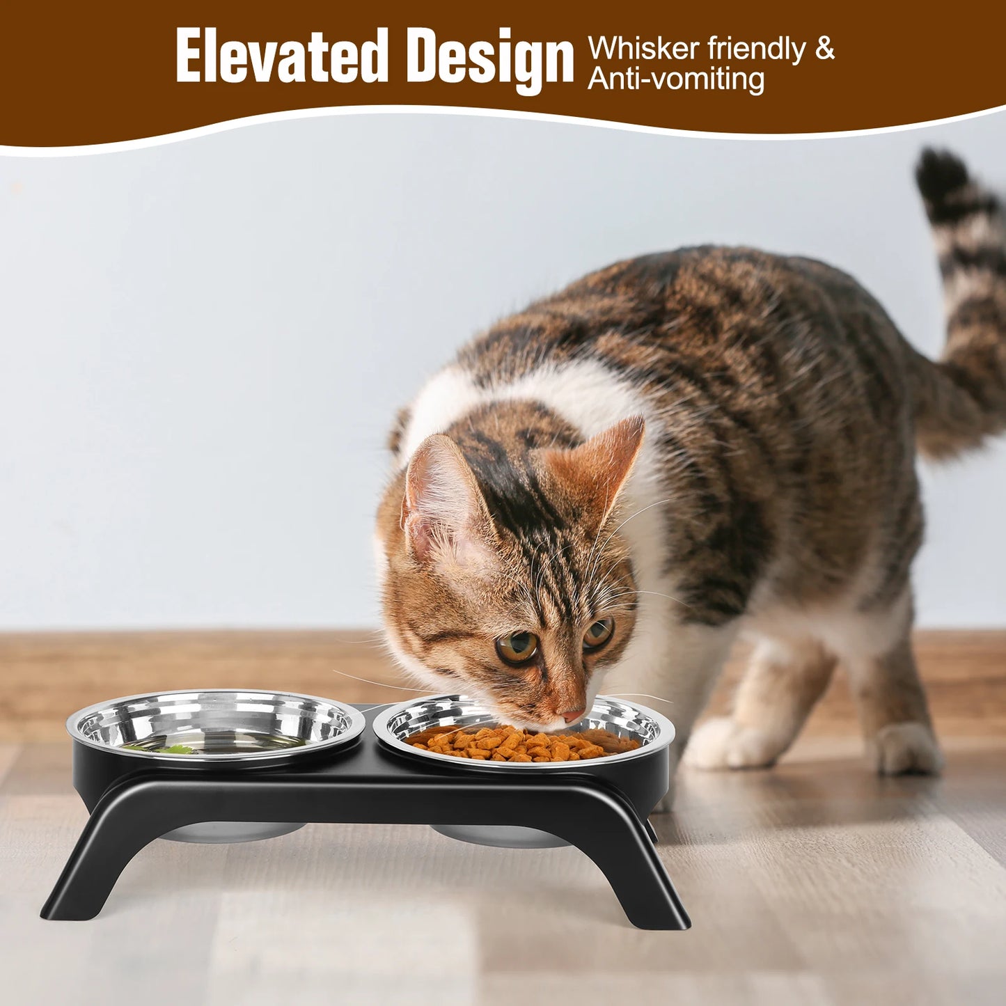 Choice Elevated Stainless Steel Raised Cat Bowls ABS Stand