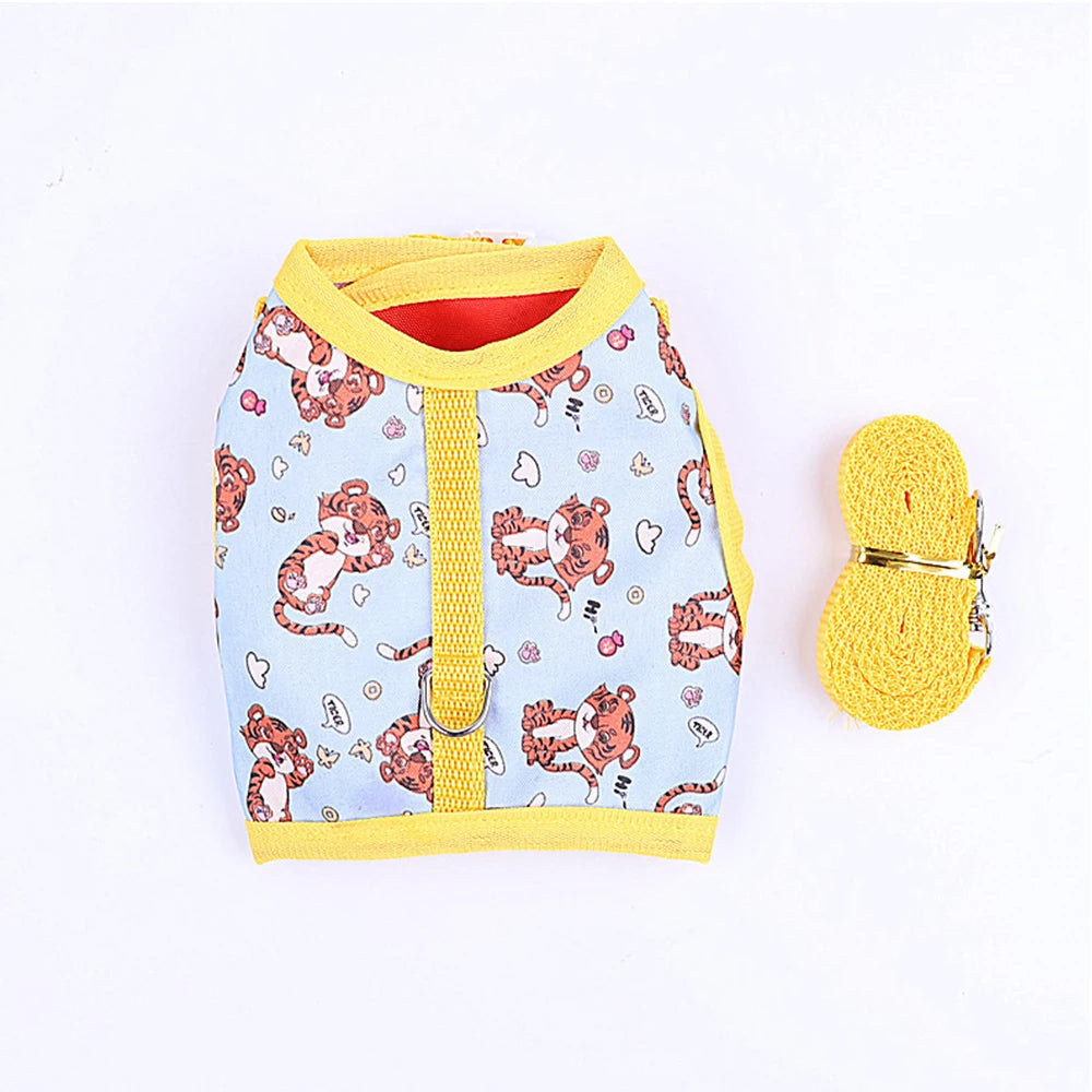 Small Pet Collar Harness Tow Rope Multi-color Adjustable Rabbit Dutch Ferret Hamster Guinea Pig Hedgehog Outdoor Walking Clothes
