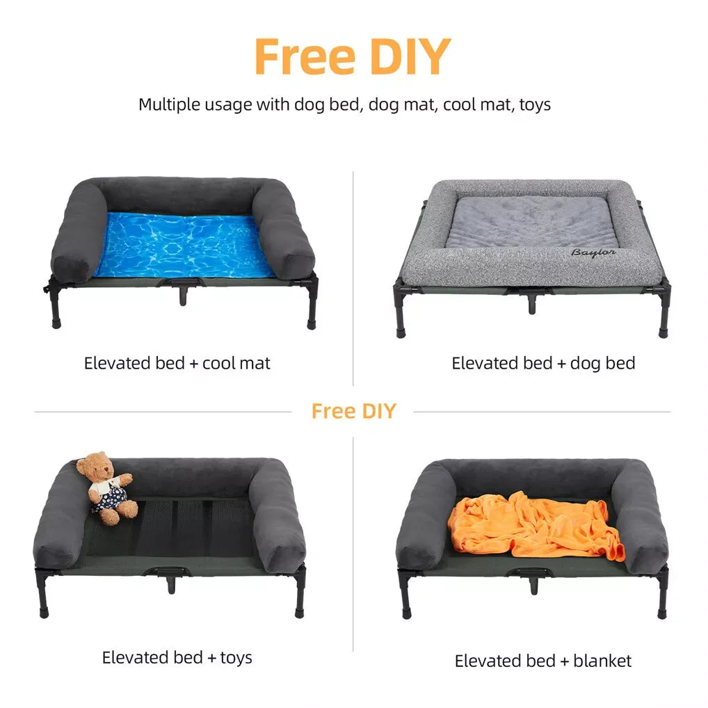 BINGOPAW Outdoor Elevated Dog Bed Cooling Lounger Mesh