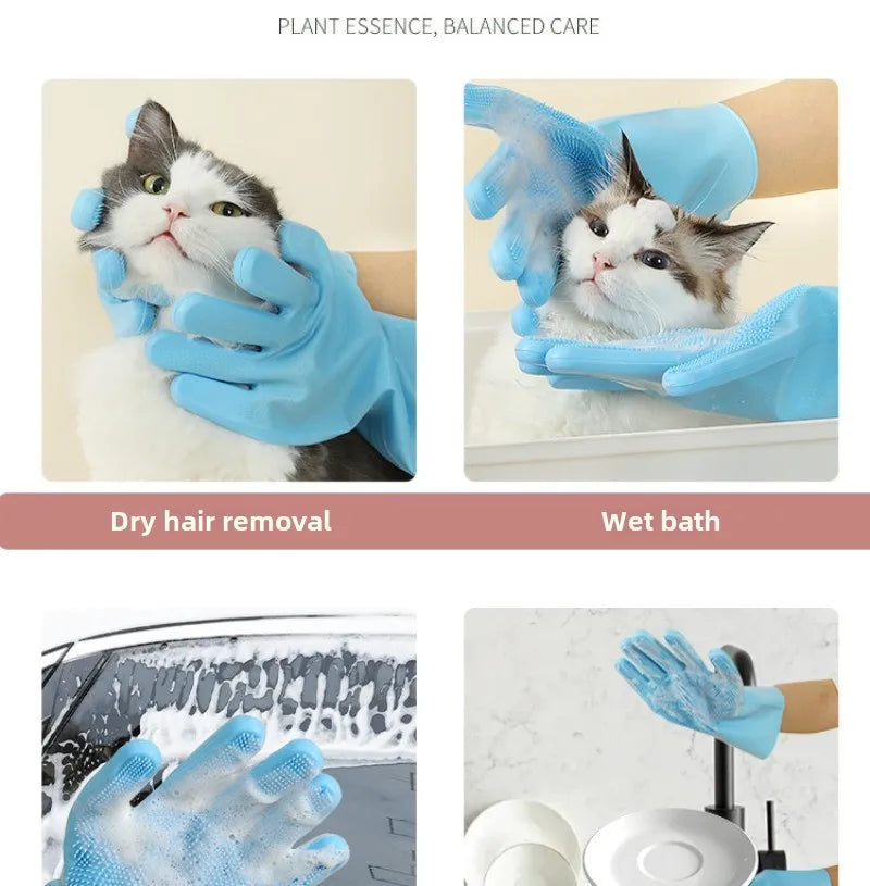Pet Bath Gloves Thickened Bite Proof Dog Cat Grooming Cleaning Brush Accessories