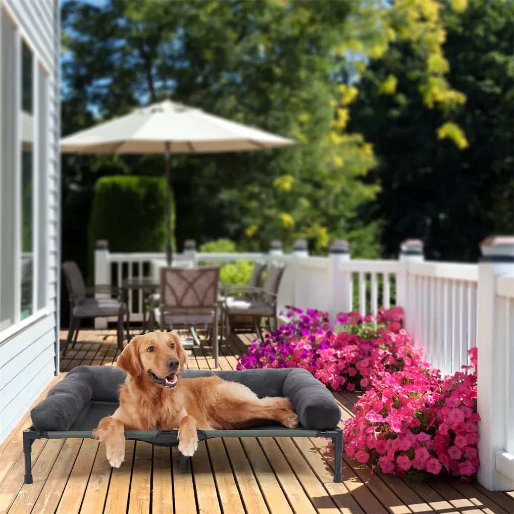 BINGOPAW Outdoor Elevated Dog Bed Cooling Lounger Mesh