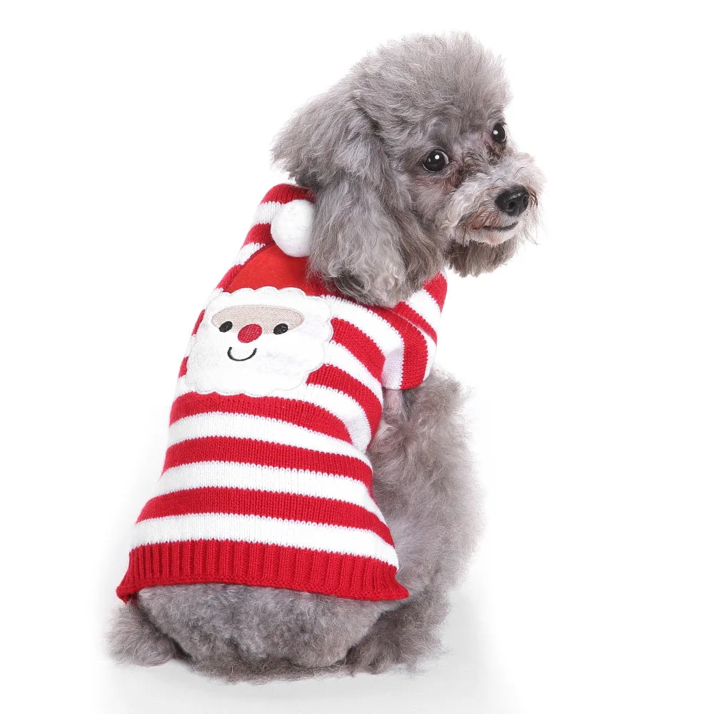 Dog Stripes Sweater Winter Knitting Pet Sweater for Medium Large Dogs Christmas Elk Dog Clothes Labrador Pullover Costume