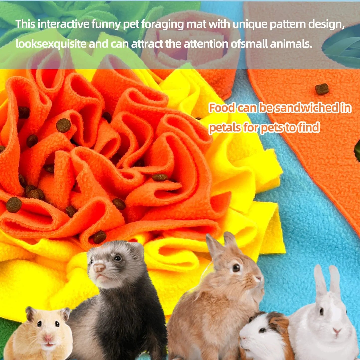 Small Pet Snuffle Mat Rabbit Foraging Mat Hamster Scent Training Blanket Slow Feeder for Dogs and Rabbits