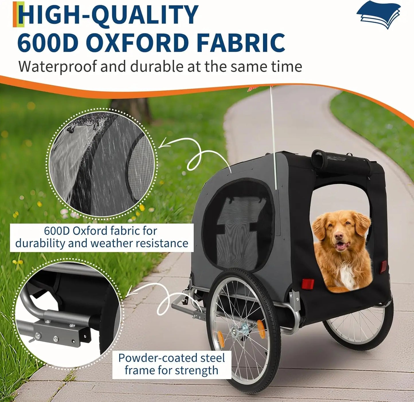Dog Bike Trailer 88Lbs Pet Bicycle Carrier Easy Folding