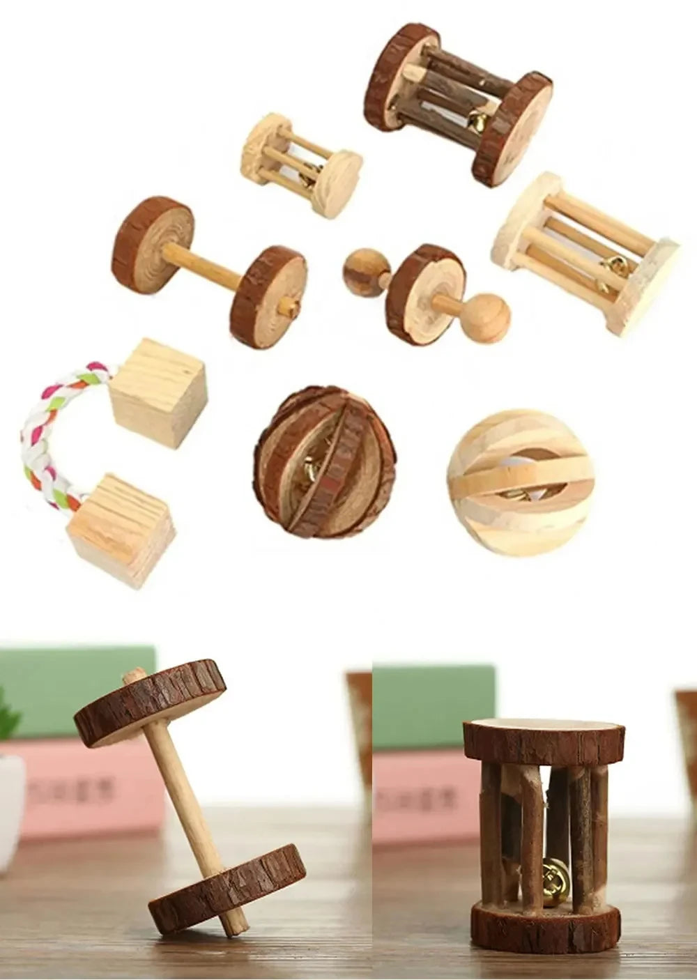 Natural Wood Chew Toys For Small Pets Rabbits Hamsters Rats