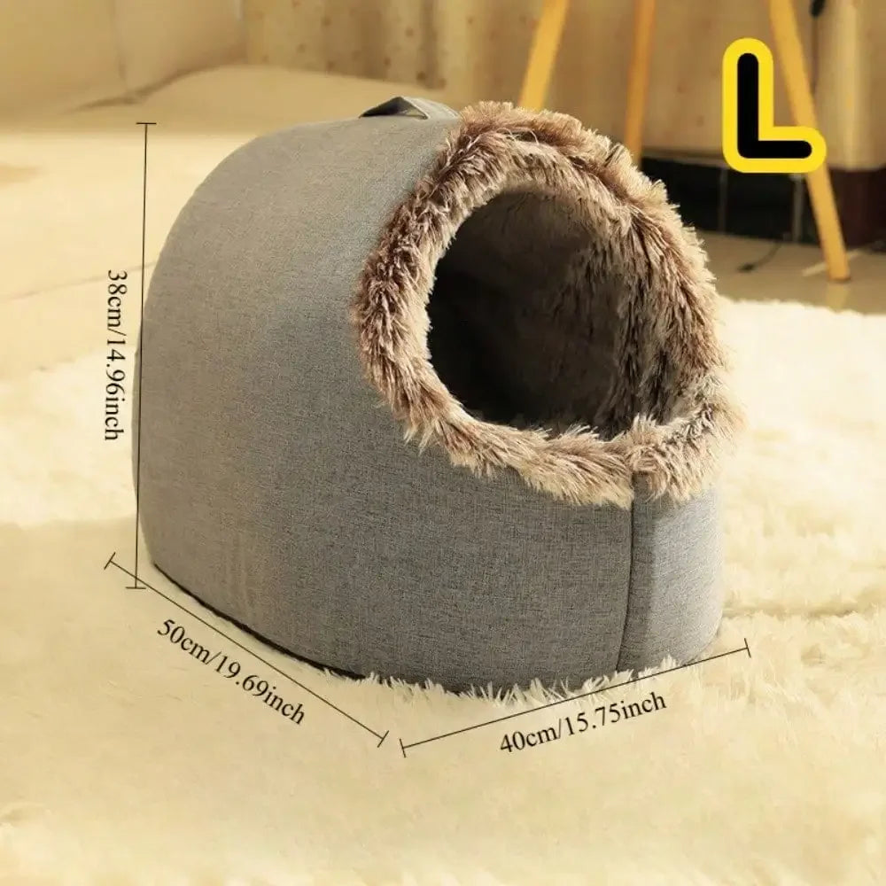 NONECN Cozy Cat Bed Enclosed Plush House With Removable Cover