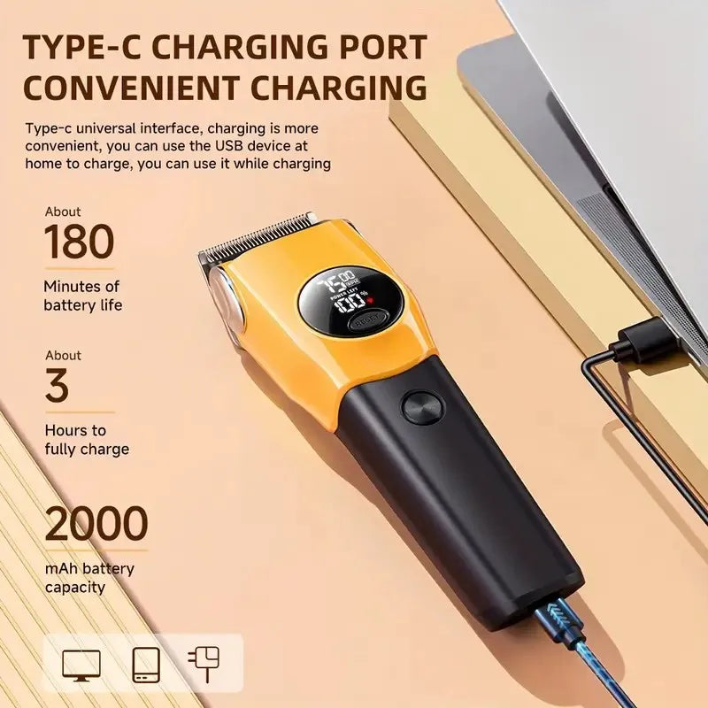 Pet Clipper Professional Dog Hair Trimmer Cat Grooming Shaver 7500 RPM LED Rechargeable Suitable for Large Medium and Small Pets