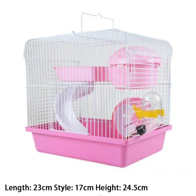 Villa Shaped Double Story Hamster Cage With Feeding Bowl