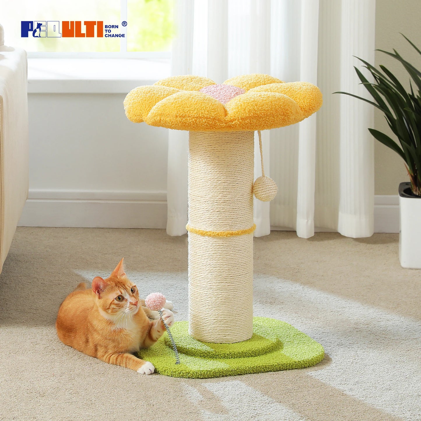 Flower Cat Scratching Post Small Cat Tree Tower Cat Scratcher Indoor Cats Super Thick Scratching Post Removable Cat Bed