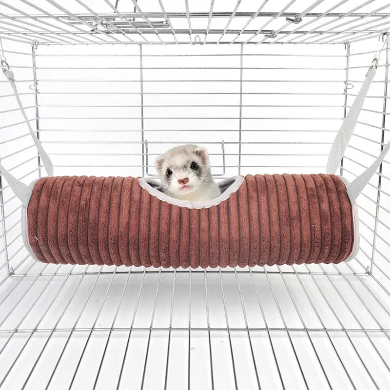 Hamster Cage Hammock Ferret Hide Tunnel Warm Rat Small Animal Play Tube Swing Sleeping Hanging Bed Nest Hideaway Toy