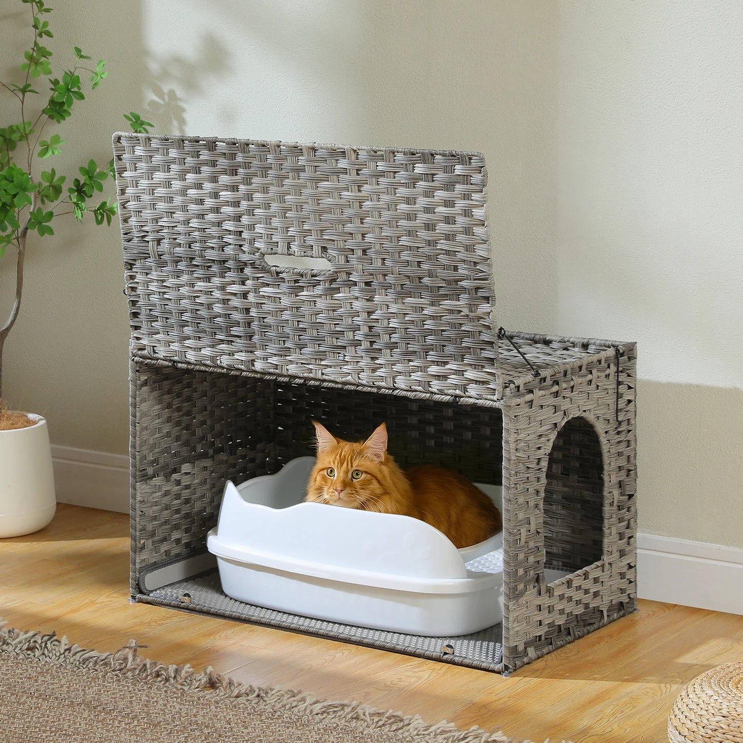 PAWZ Road Rattan Cat Litter Box Enclosure Hidden Furniture
