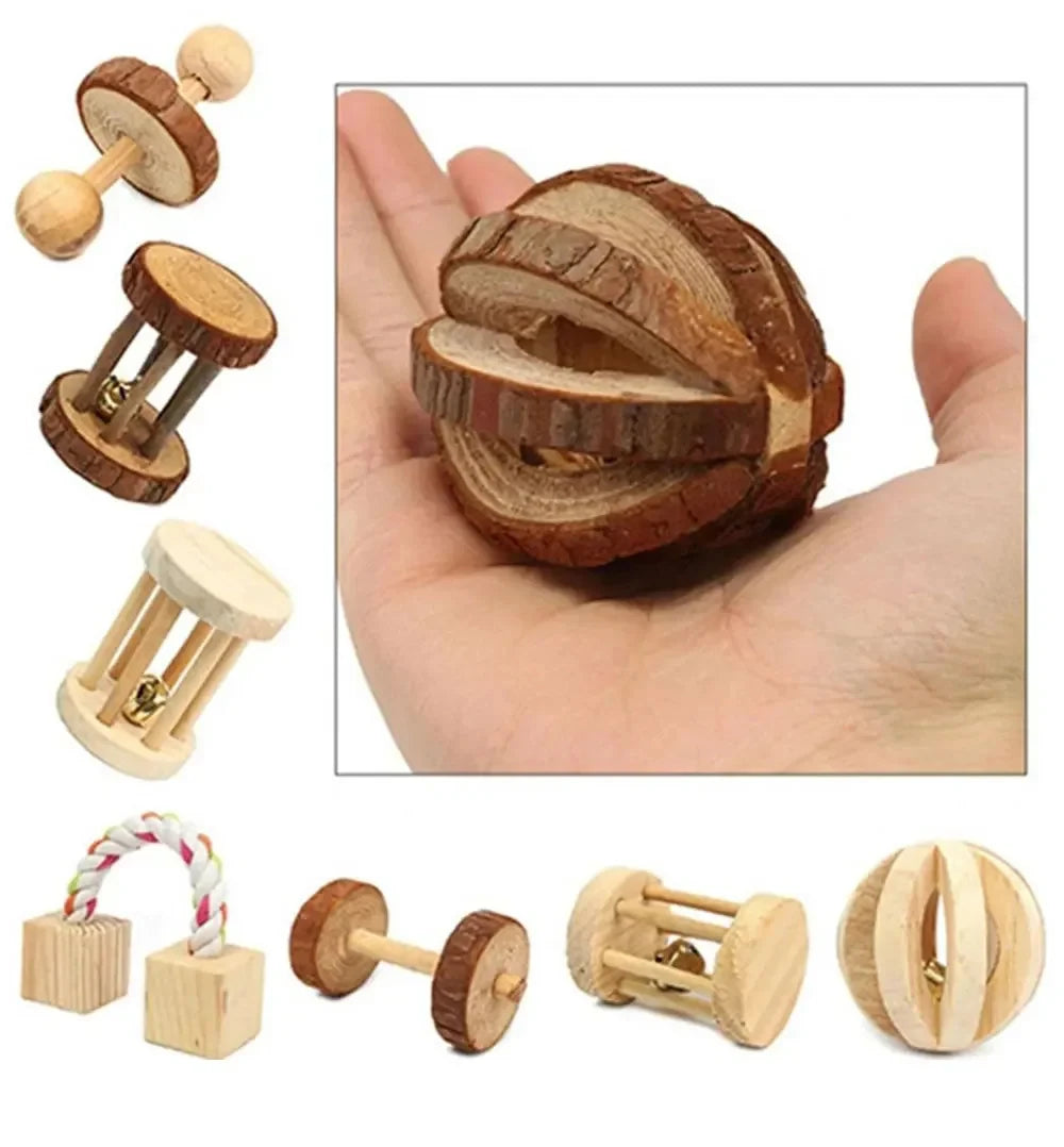 Natural Wood Chew Toys For Small Pets Rabbits Hamsters Rats