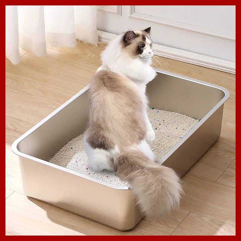 304 Stainless Steel Cat Litter Box Indoor High Sided