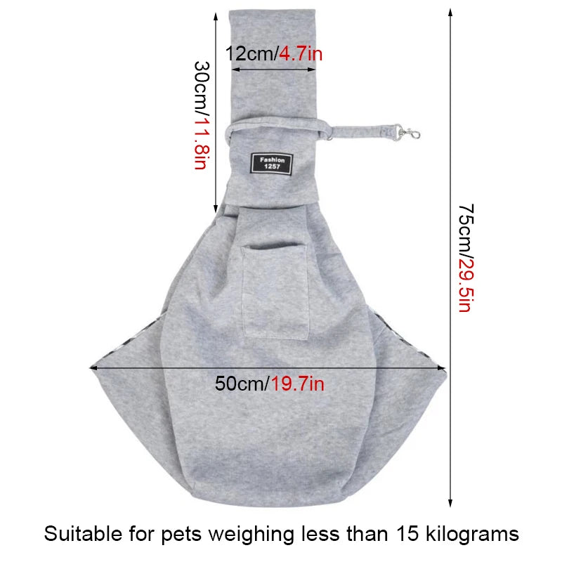 Cotton Crossbody Dog Sling Bag For Outdoor Travel Large Capacity