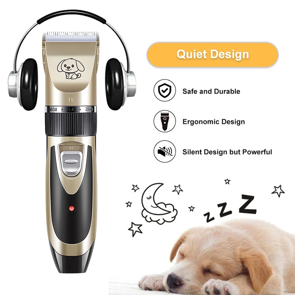 Professional Cat Dog Hair Clipper Grooming Kit Rechargeable Pet Hair Trimmer Shaver Set Animals Hair Cutting Machine Low-Noise