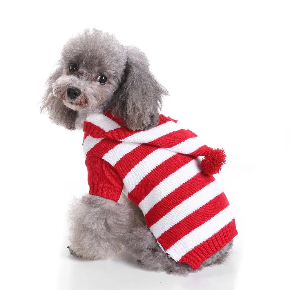 Dog Stripes Sweater Winter Knitting Pet Sweater for Medium Large Dogs Christmas Elk Dog Clothes Labrador Pullover Costume