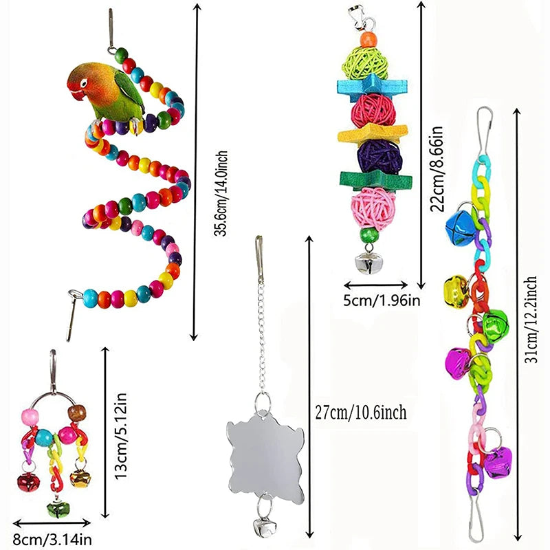 Zhejiang 7pc Wood Parrot Toys Cage Accessories Swing Set