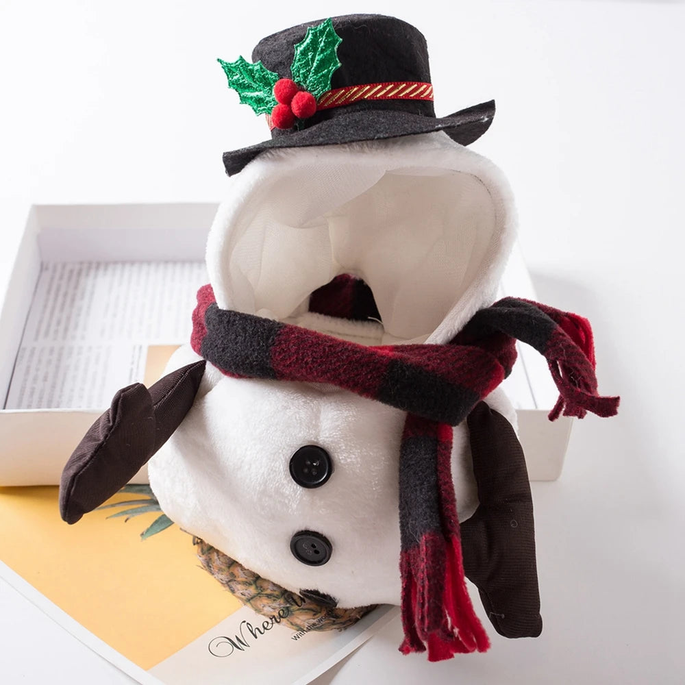 Christmas Snowman Dog Costume Outfits Winter Warm Puppy Cat Apparel for Small Medium Dogs Holiday Party Dressing Clothes