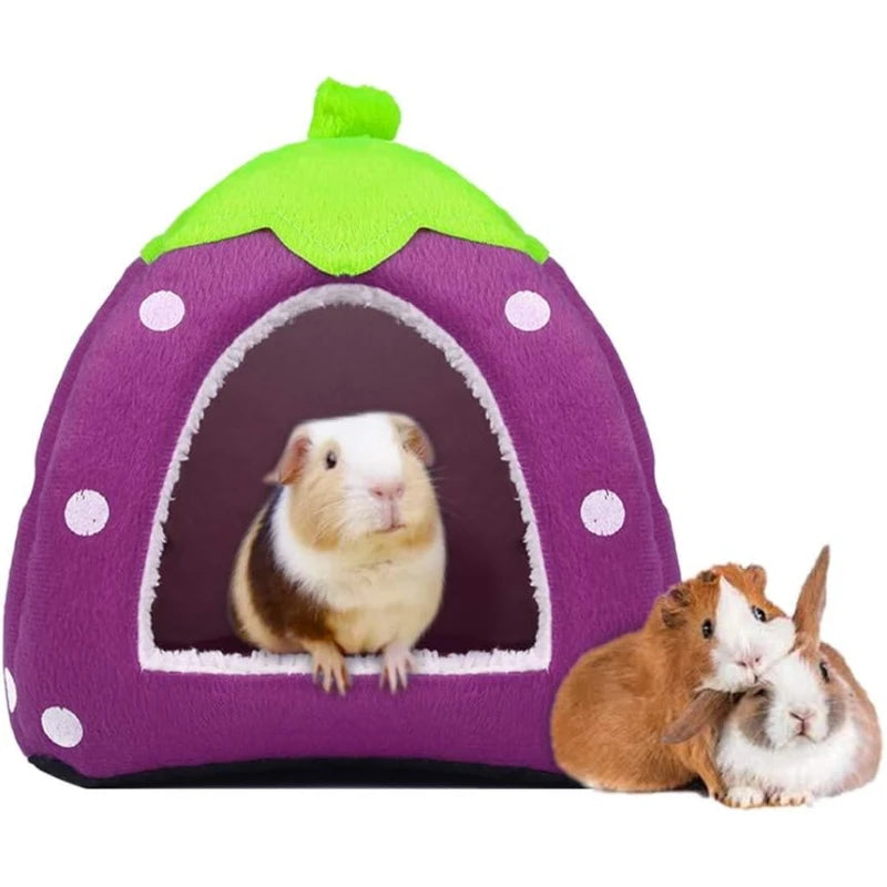 Small Dog Cat House Soft Pet Bed Kennel Strawberry Shape Puppy Tent Warm Cushion Basket for Kitten Sleeping