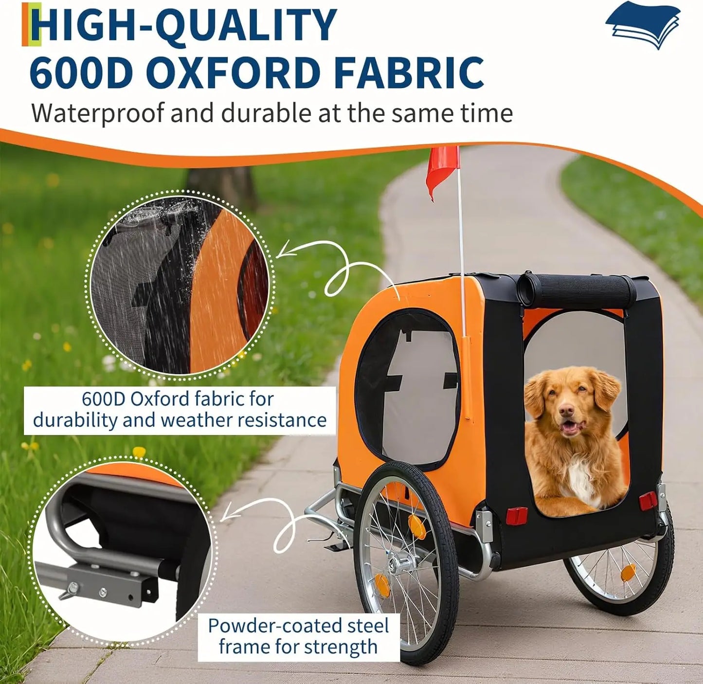 Dog Bike Trailer 88Lbs Pet Bicycle Carrier Easy Folding